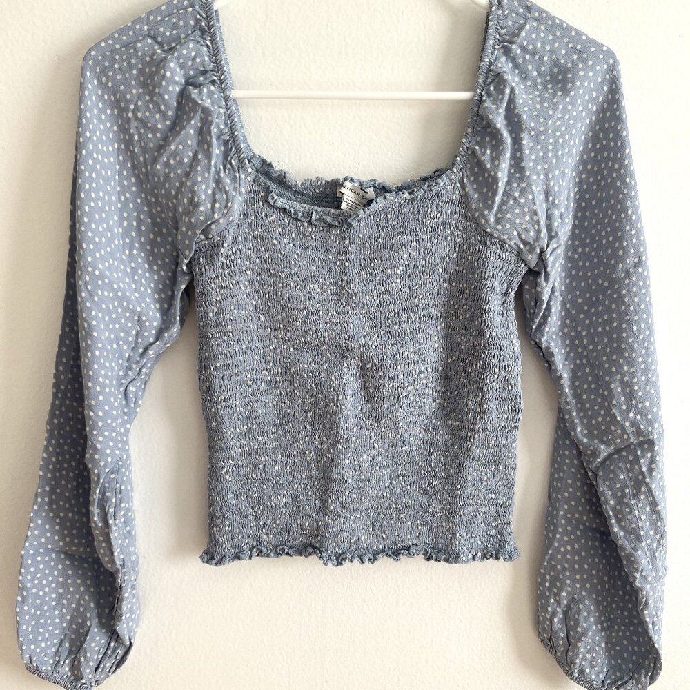 American Eagle Blue Smocked Top